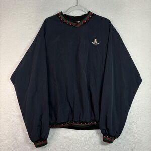 Vintage Turfer Settindown Windshirt Men L Black Golf Pullover V Neck 90s USA